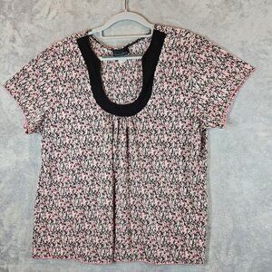 Britany Black Womens 2x Short Sleeve Textured Top loose Tunic casual vacation